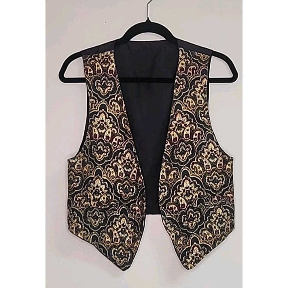 Vinatge Victorian Steam Punk Brocade Multicolor Floral Vest Mens Small Cosplay
